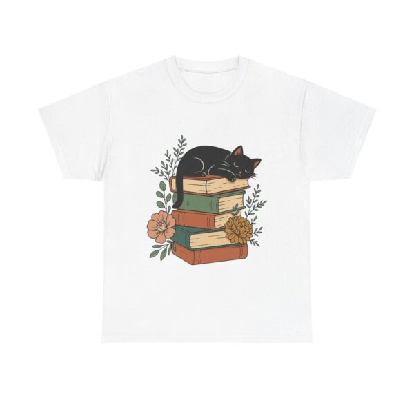 Cozy Cat Lover Tee, Perfect for Bookworms, Book Lover Gift - Image 2