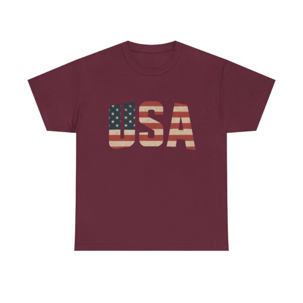 Vintage USA Flag Lettering Unisex T-Shirt - Patriotic American Pride Tee - Image 3