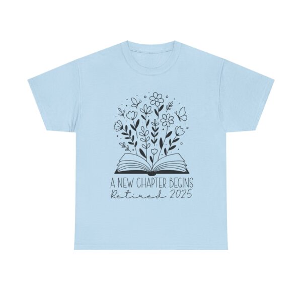 Retirement Shirt 2025 – A New Chapter Begins – Floral Book Design for Unisex - Image 5