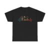 Camping heartbeat t-shirt – minimalist tent and campfire design under moon and stars