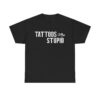 Funny t-shirt with "Tattoos Are Stupid" in vintage bold font