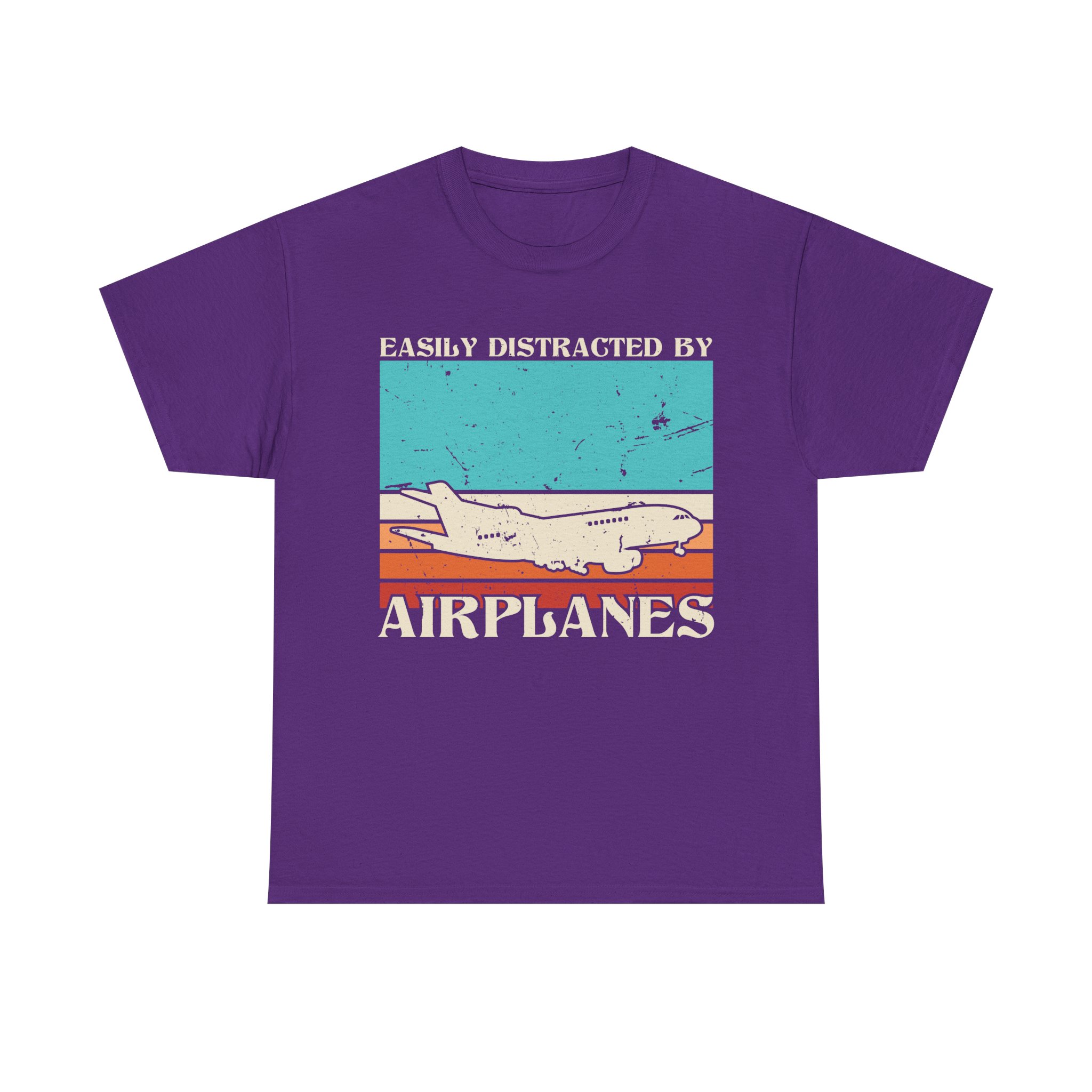 Funny Vintage "Easily Distracted By Airplanes" Unisex T-Shirt for Aviation Lovers, Pilots - Image 7