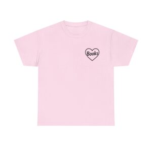 I Love Books T-Shirt for Women and Men – Heart Shaped Book Lover Graphic Tee – Cute Reading Shirt for Bibliophiles