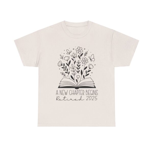 Retirement Shirt 2025 – A New Chapter Begins – Floral Book Design for Unisex - Image 4