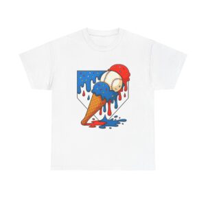 Melting Baseball Ice Cream Cone – Fun Summer Sports Unisex T-Shirt
