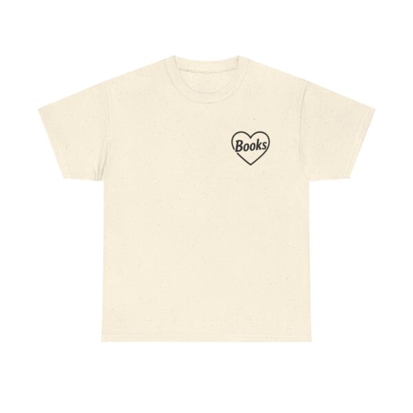 I Love Books T-Shirt for Women and Men – Heart Shaped Book Lover Graphic Tee – Cute Reading Shirt for Bibliophiles - Image 4