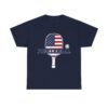 Vintage pickleball paddle with American flag design, ball, and bold PICKLEBALL text