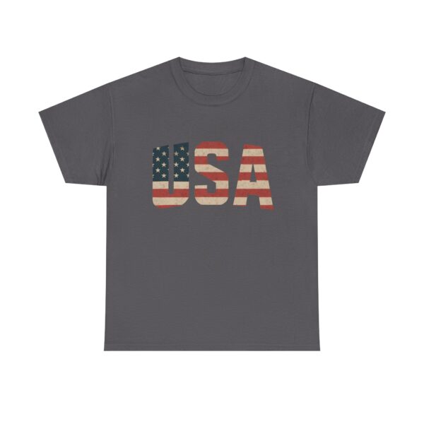 Vintage USA Flag Lettering Unisex T-Shirt - Patriotic American Pride Tee - Image 4