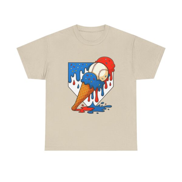 Melting Baseball Ice Cream Cone – Fun Summer Sports Unisex T-Shirt - Image 3