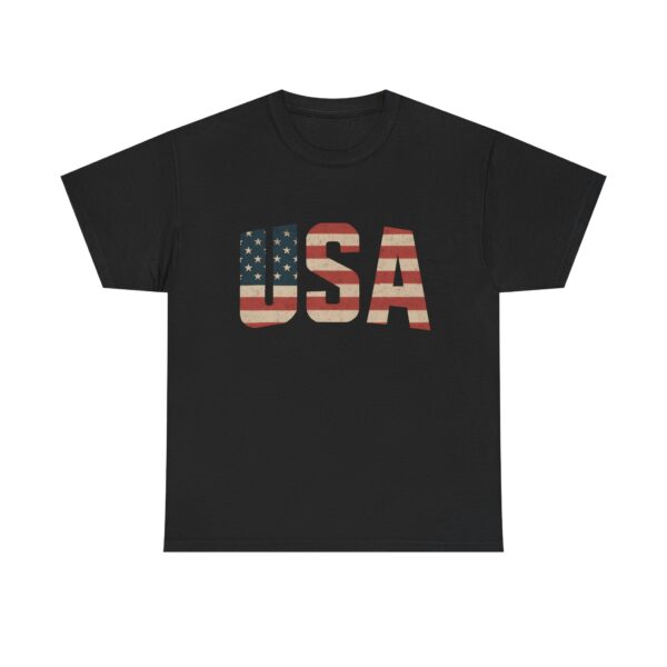 Vintage USA Flag Lettering Unisex T-Shirt - Patriotic American Pride Tee - Image 2