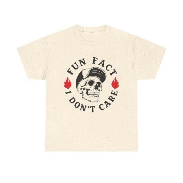 "Fun Fact I Don't Care" Skull & Flames Graphic Unisex T-Shirt - Image 6