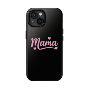 Pink "Mama" text with hearts design for phone case – cute and stylish gift for moms