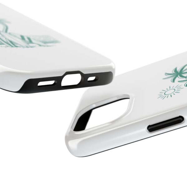 Palm trees and surfboards by the ocean under the sun – tropical phone case design