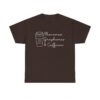 T-shirt with the quote “Phonemes, Graphemes & Caffeine” for linguistics and coffee lovers.