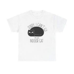 Cute graphic black cat on a t-shirt with the text: 